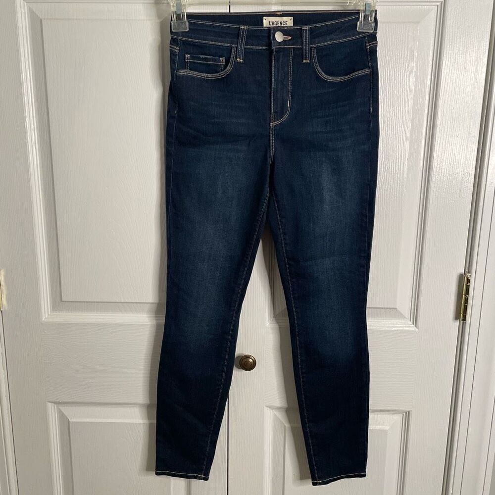 L’AGENCE Womens Margot High Rise Skinny Jean 25 Dallas Blue Revolve Crop